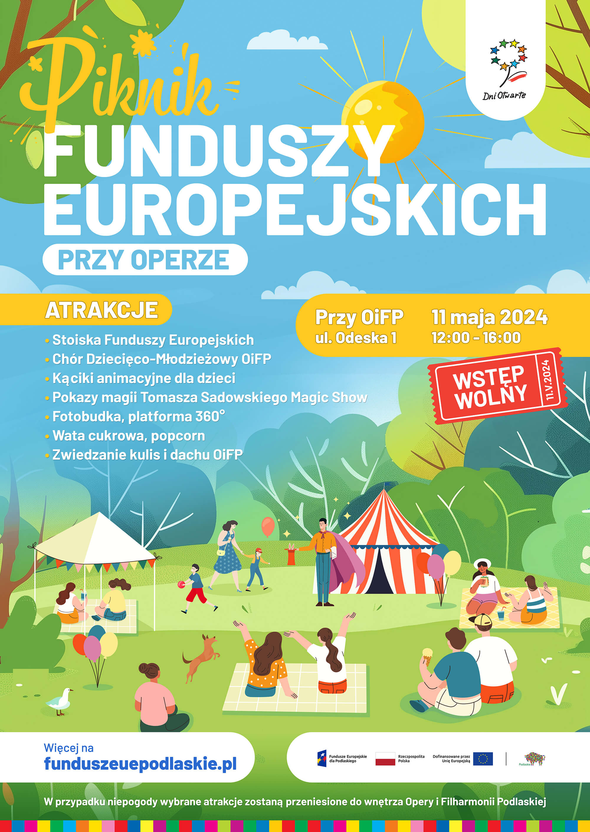 Plakat dotyczący Pikniku Funduszy Europejskich przy Operze