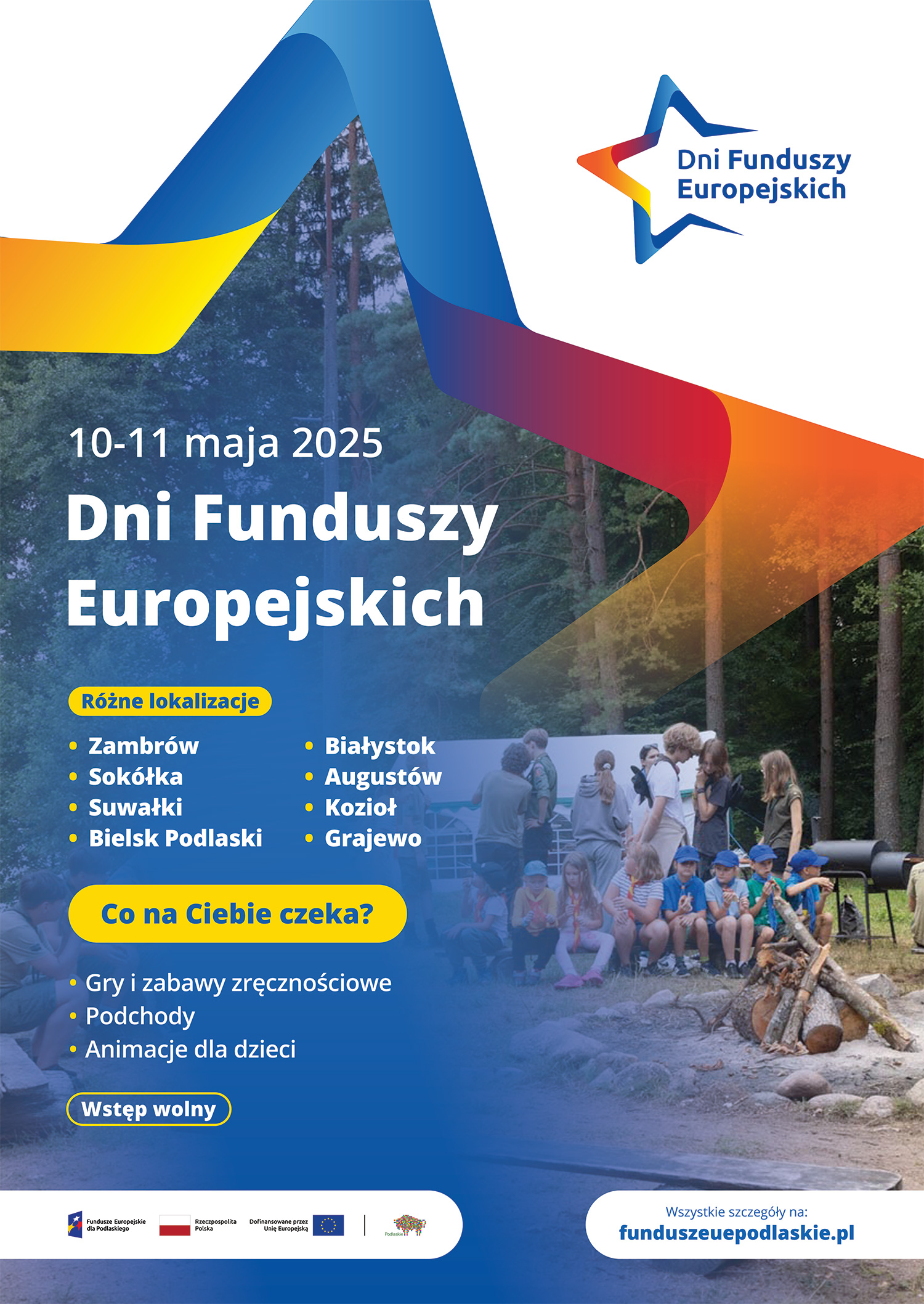 Plakat informujący o Dniach Funduszy Europejskich z ZHP Chorągiew Białostocka
