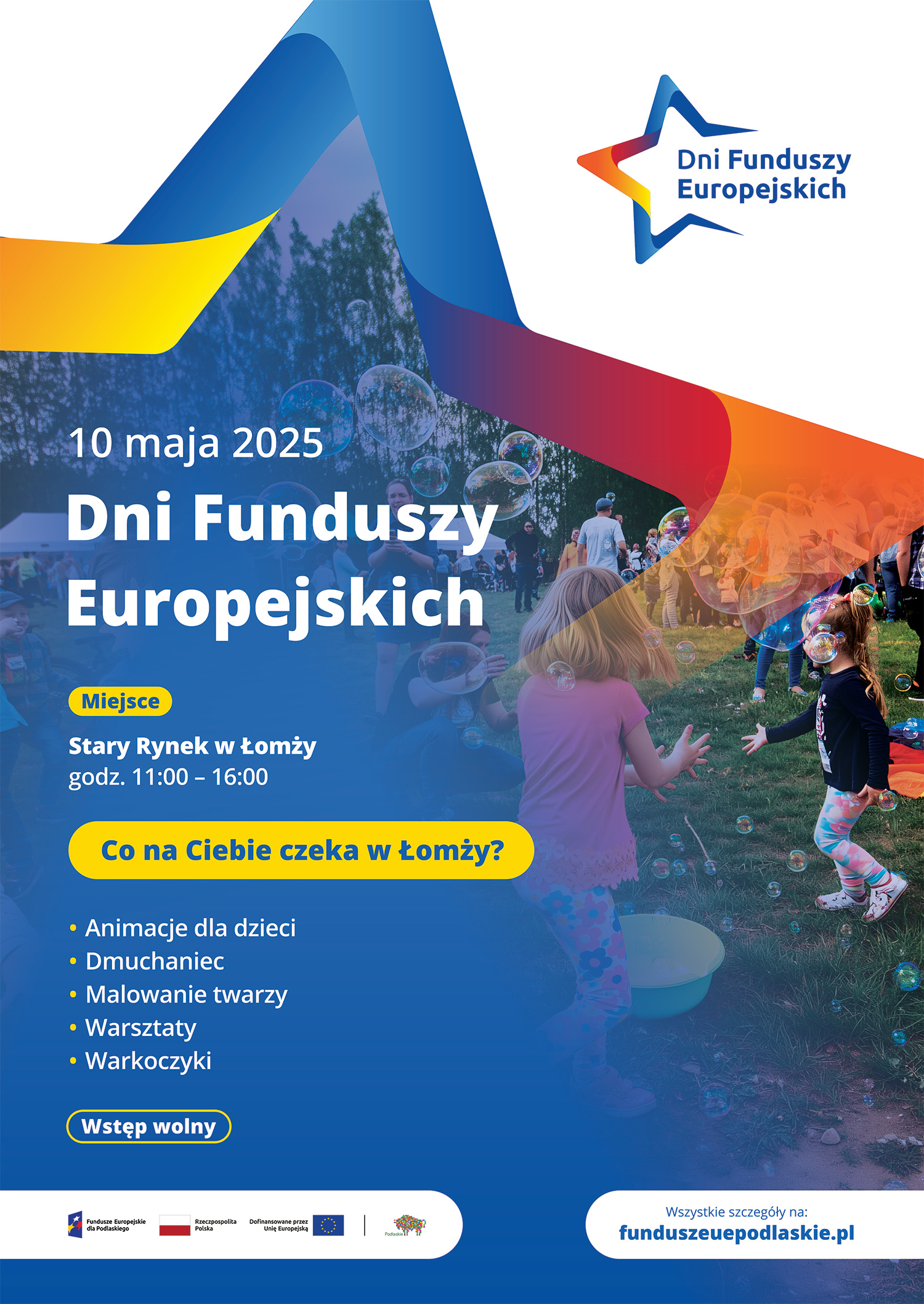 Plakat informujący o Dniach Funduszy Europejskich w Łomży