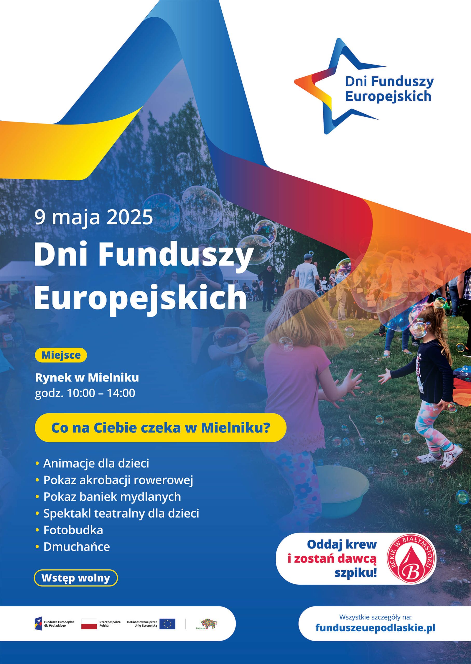 Plakat informujący o Dniach Funduszy Europejskich w Mielniku