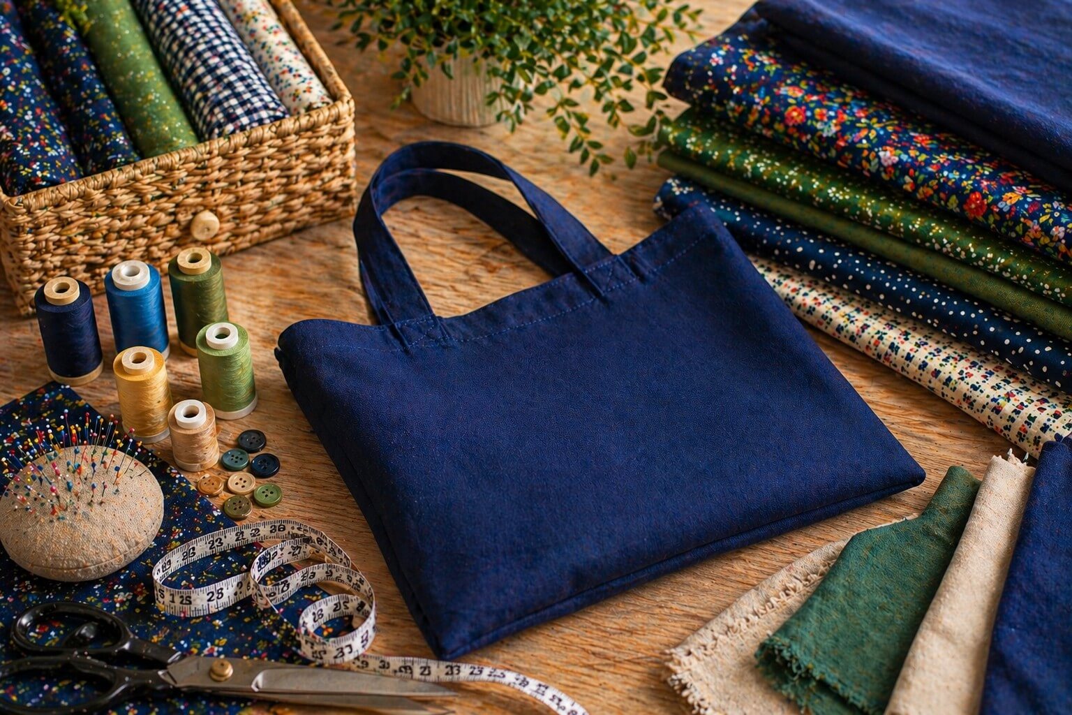 Torba, materiały i przybory krawieckie