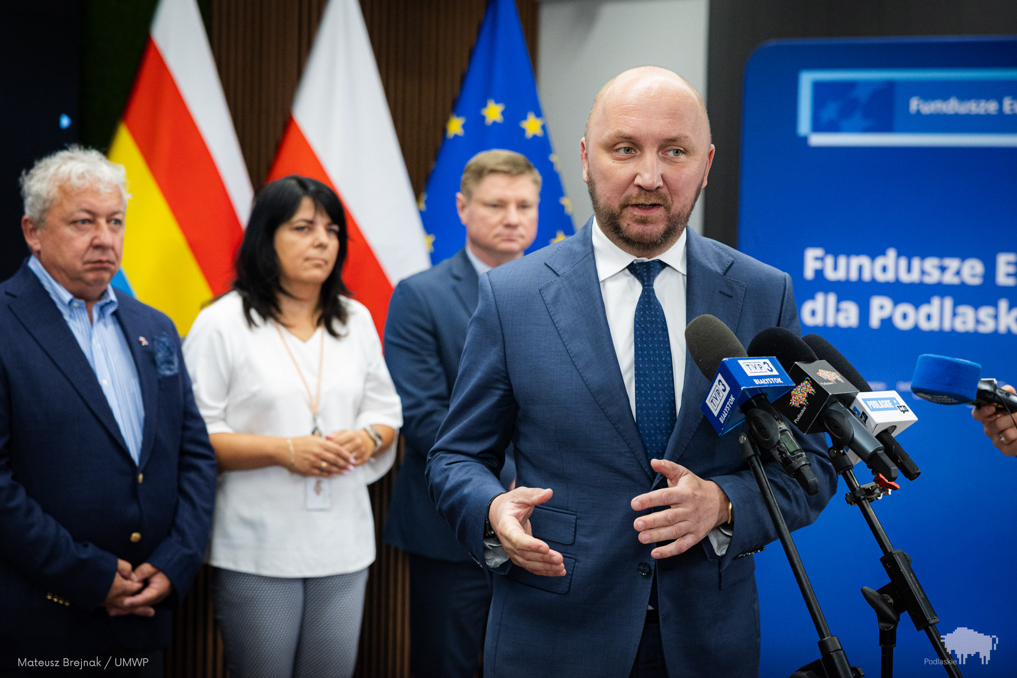 Marszałek Województwa Podlaskiego podczas konferencji